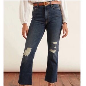 MOTHER The Scrapper Cuff Ankle Fray Wicked Wildflower Denim Jeans